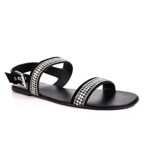 Giuseppe Zanotti Black studded Silver stone Sandal