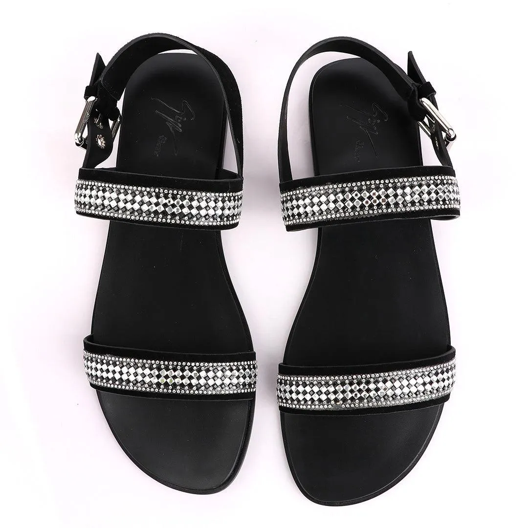 Giuseppe Zanotti Black studded Silver stone Sandal