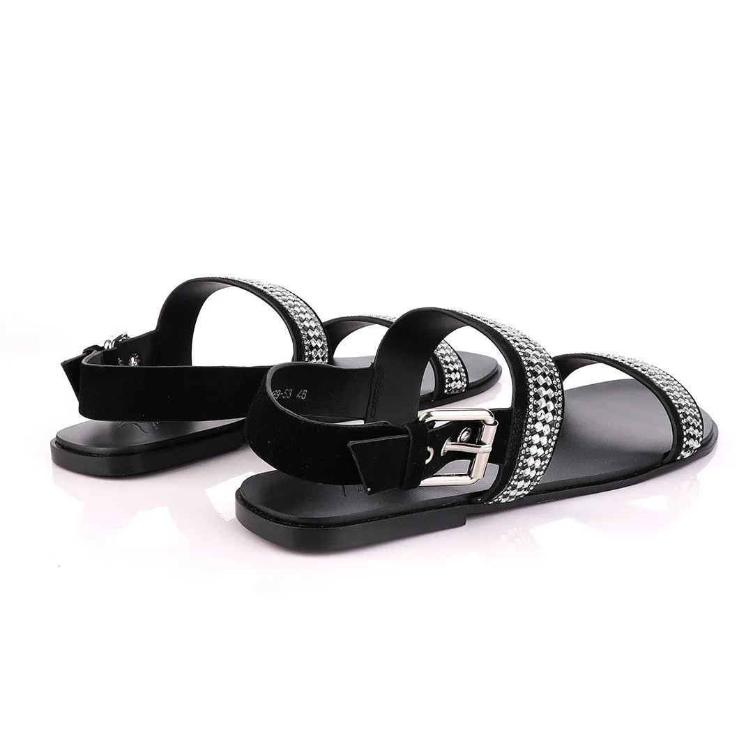 Giuseppe Zanotti Black studded Silver stone Sandal