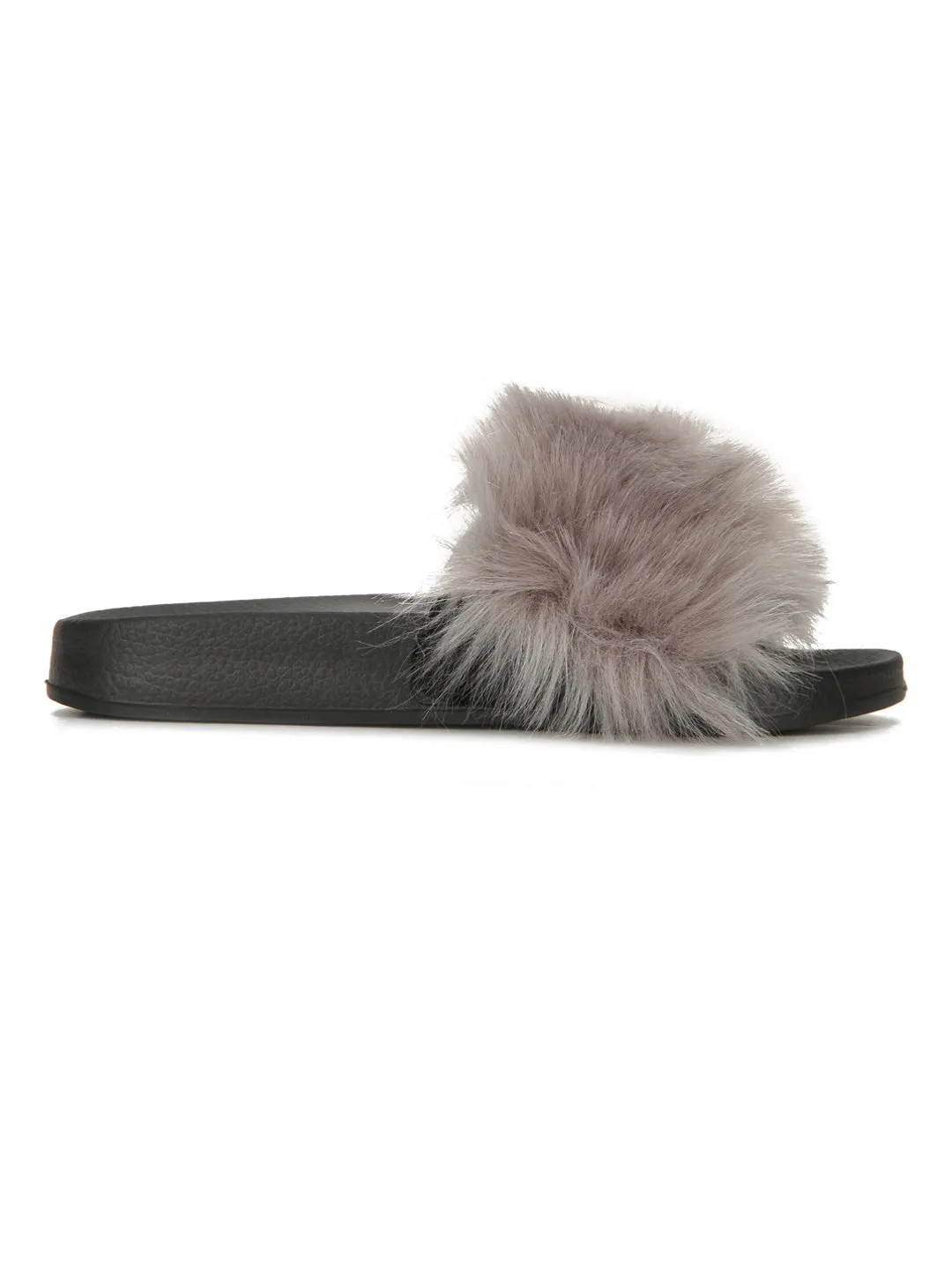 Grey Black Fur Sliders