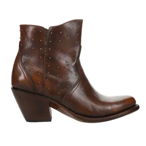 Harley Cowhide Zippered Studded Round Toe Cowboy Booties