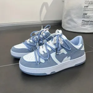 Hnzxzm Summer  Sneakers Girly Heart Fashion Blue Casuals Sneakers New Couple Trend Lace-up White Shoes Sneakers Women Shoes