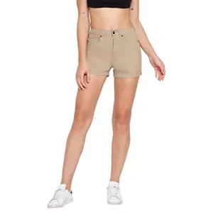 HYPERNATION Khaki Cotton Twill Lycra Women's Shorts