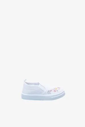 Infant Girls White Floral Slip-On Pump