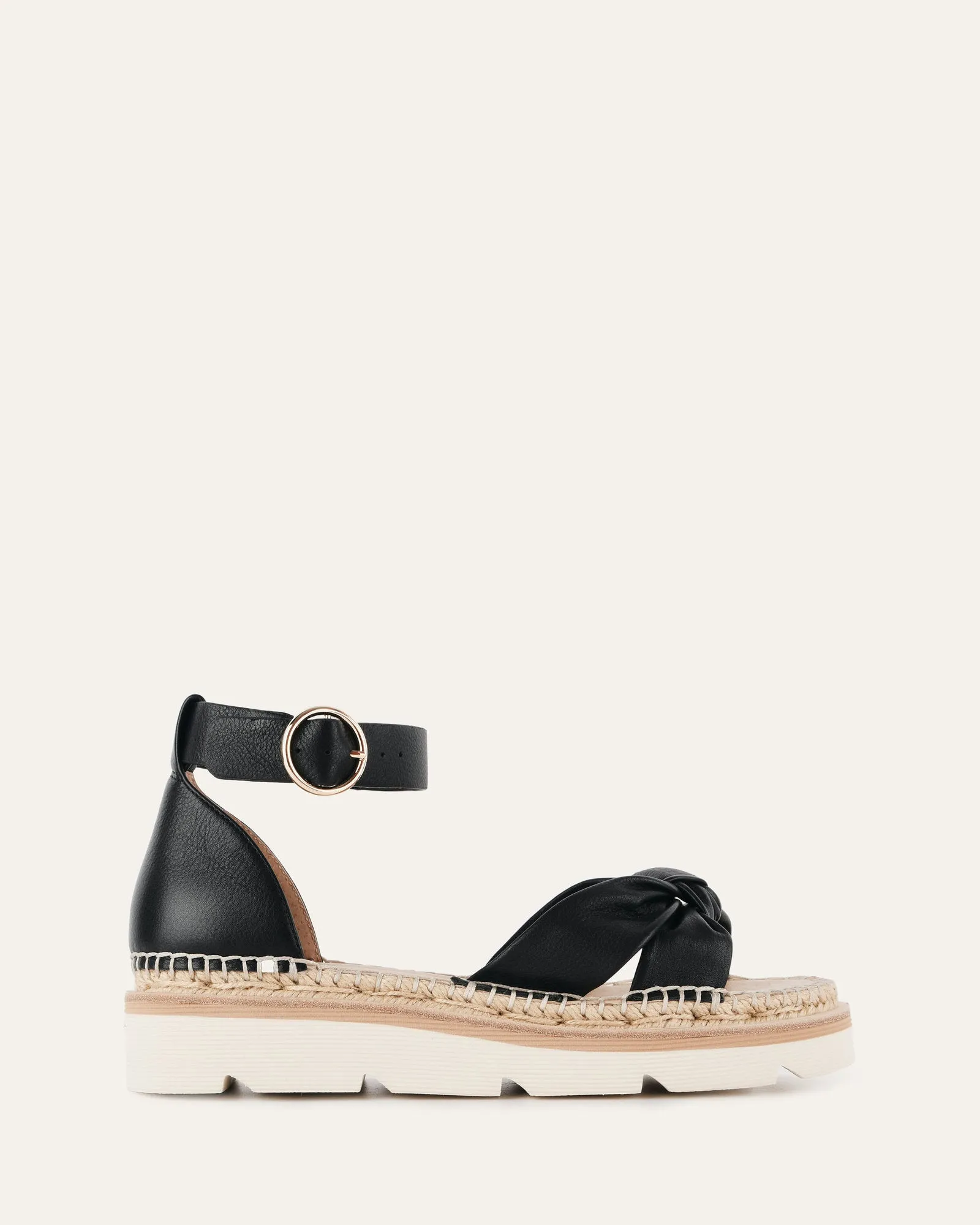 IRIS FLAT SANDAL BLACK LEATHER