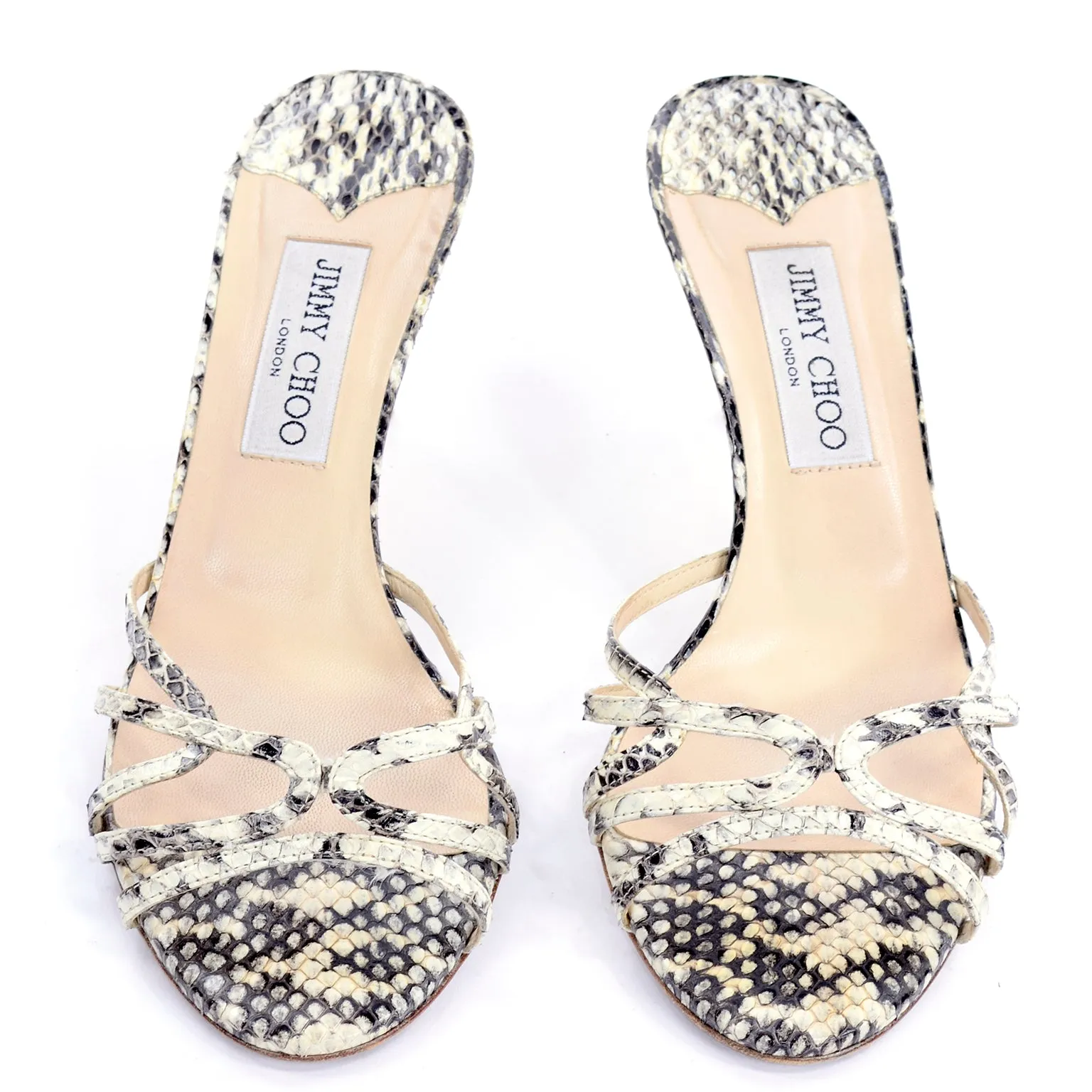 Jimmy Choo Shoes Snakeskin Slide Sandals With Heel