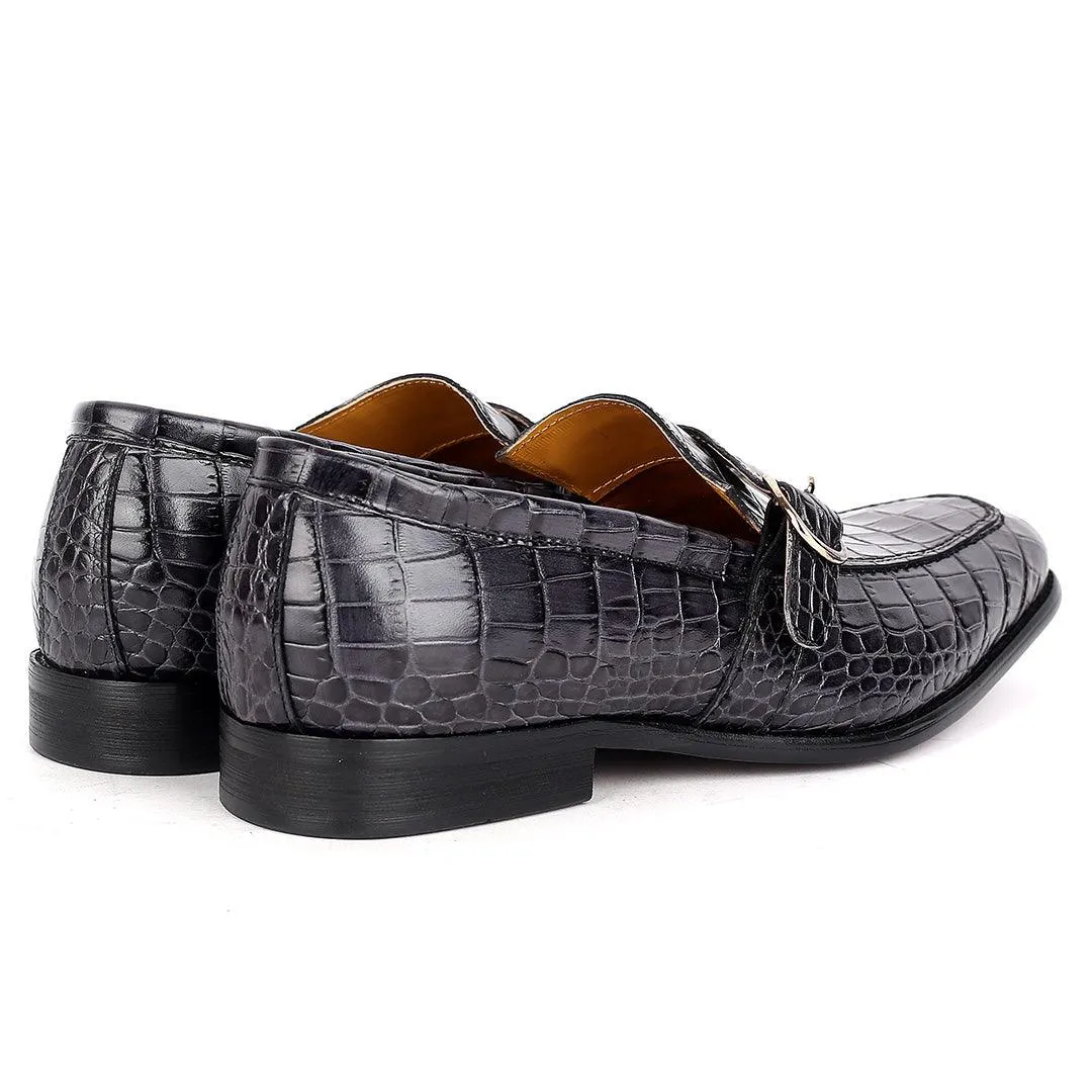 J.M Weston Full Croc Leather Belt designed Shoe