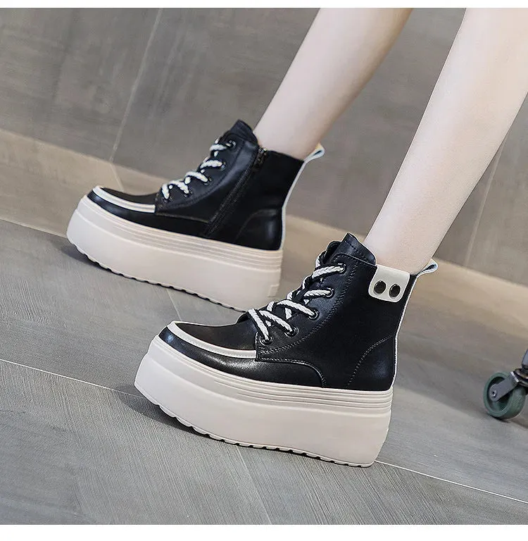 Joskaa 2024 New Black Platform Ankle Sneakers