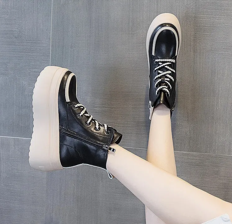 Joskaa 2024 New Black Platform Ankle Sneakers