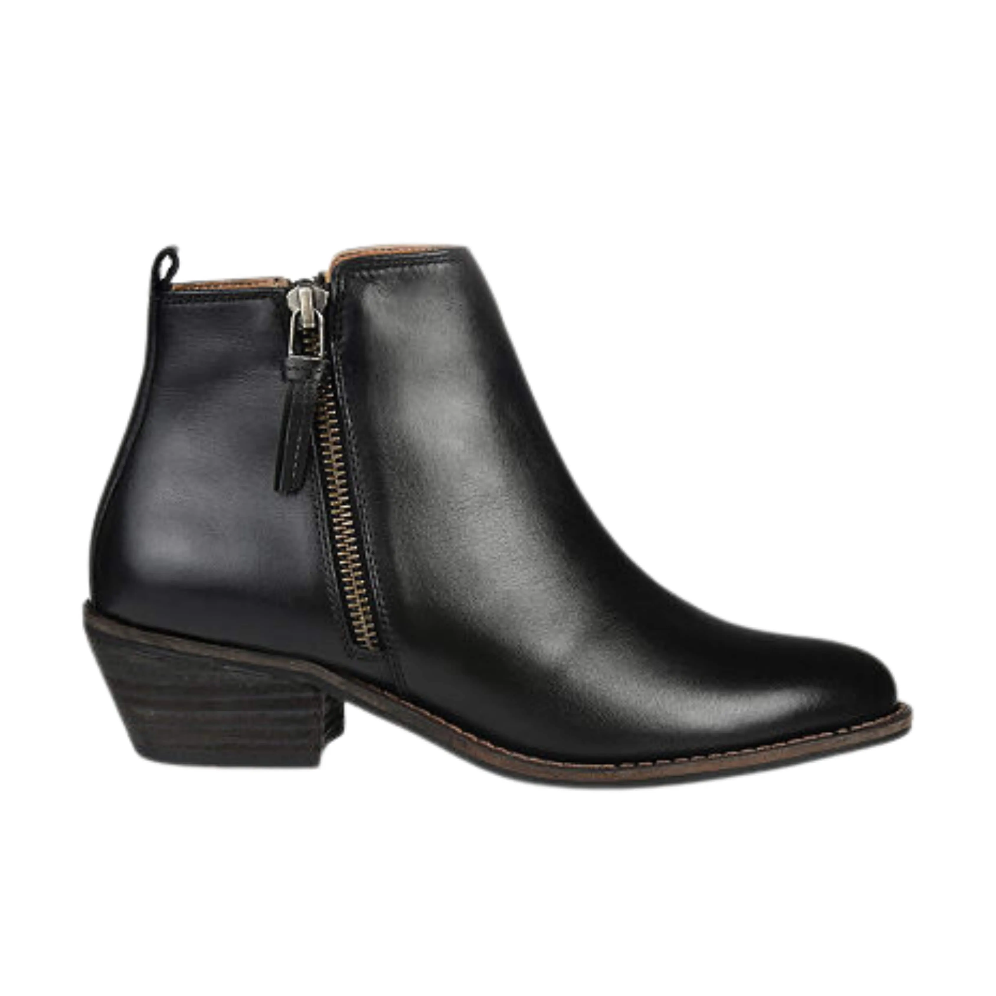 JOURNEE COLLECTION - Comfort Zipper Block Heel Zip-up Leather Booties