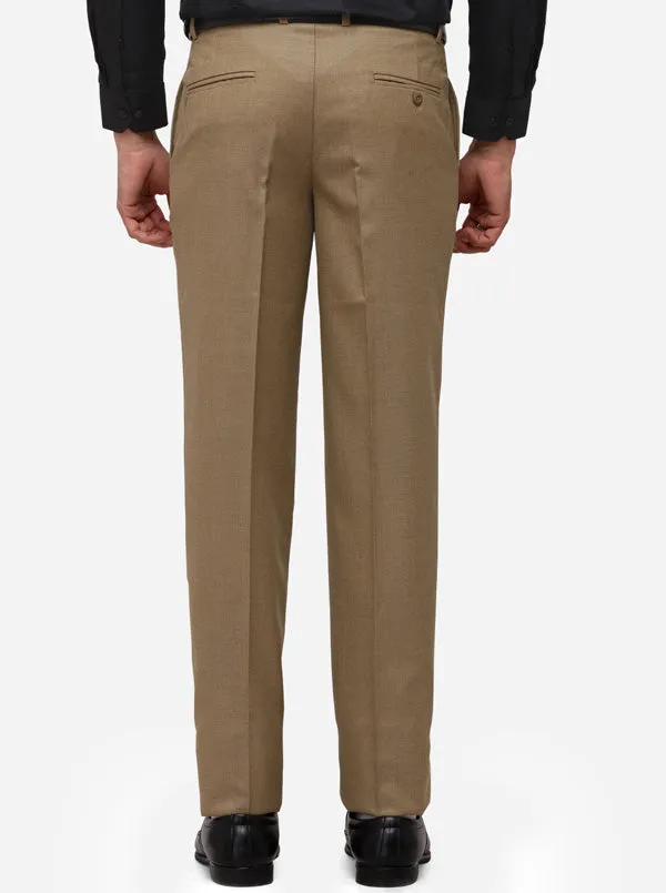 Khaki Solid Classic Fit Formal Trouser | Greenfibre