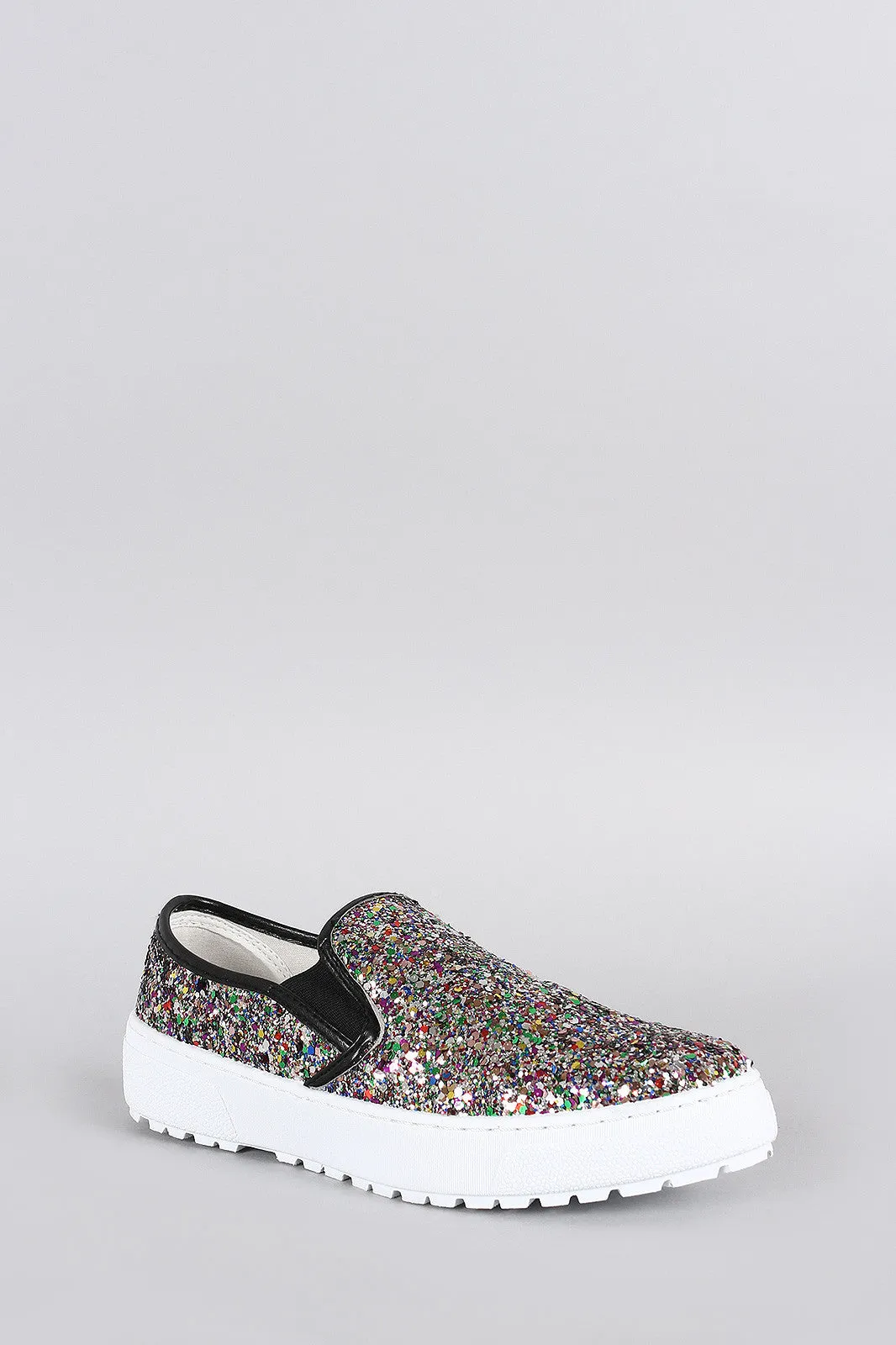 Liliana Multicolor Glitter Pointy Toe Slip On Sneaker