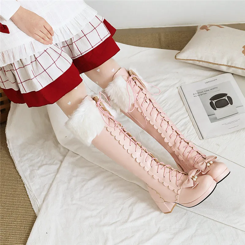 Lolita Cross Tied High Heel Boots