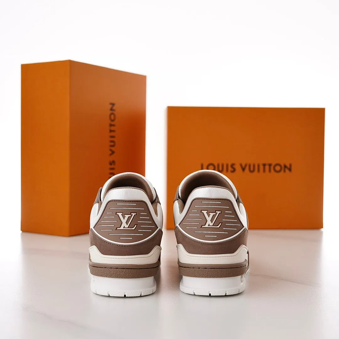 LUV Brown and White Trainer Sneakers-087