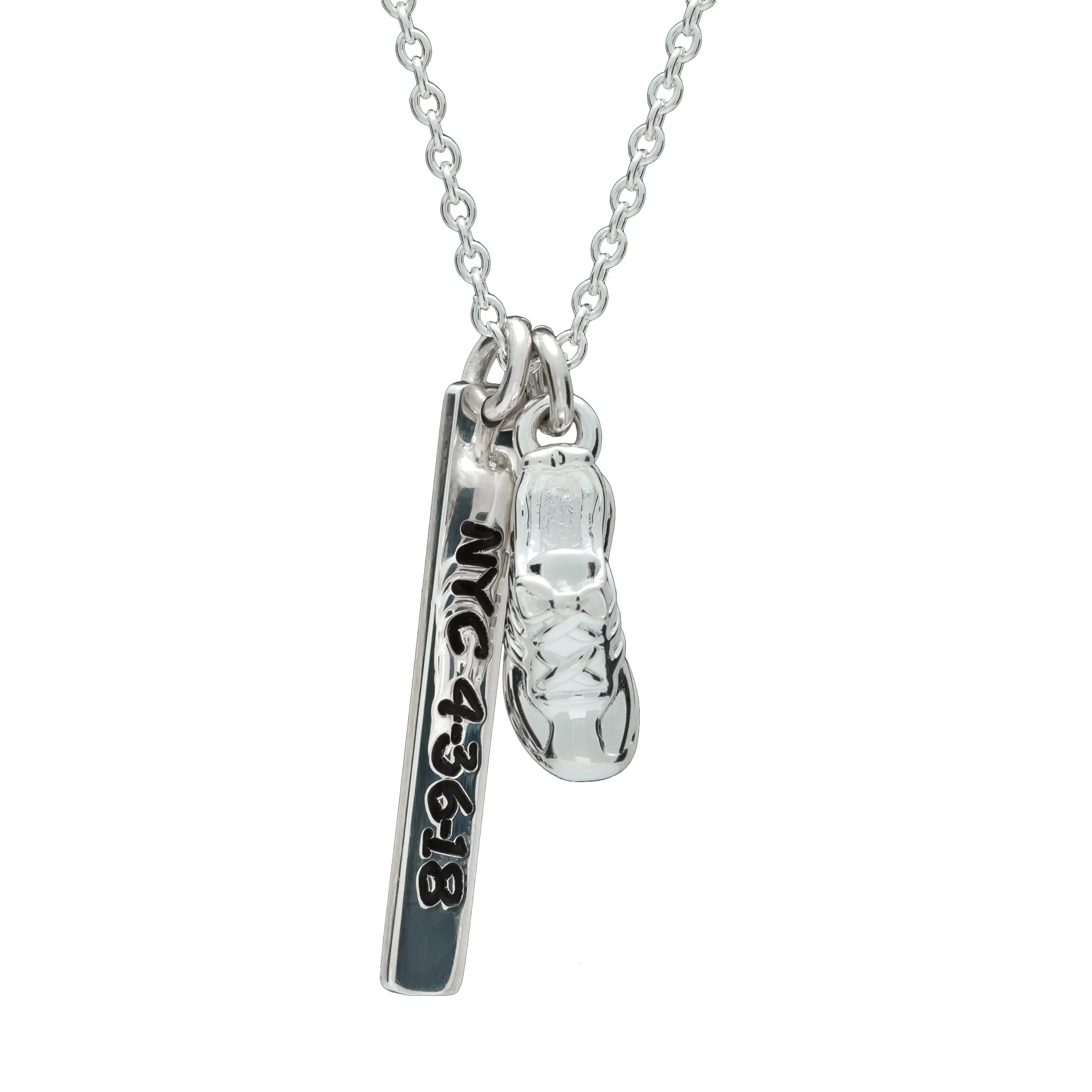 Marathon Runner Personalised Silver Necklace