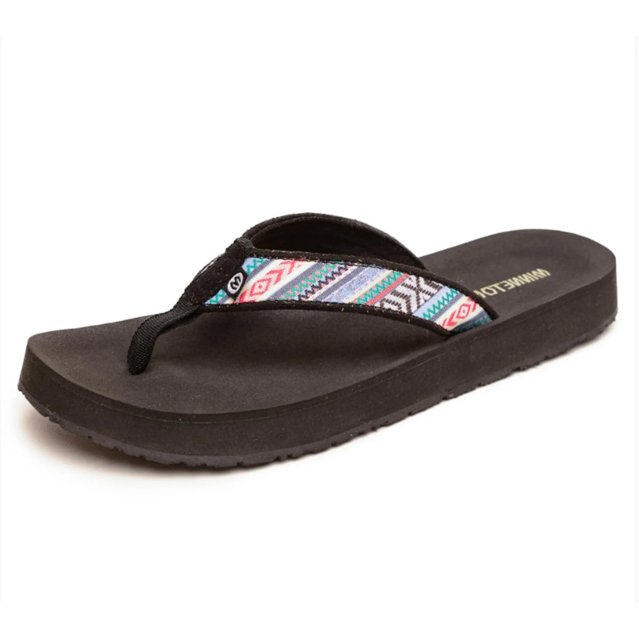 Minnetonka Women's Black/Aztec Hedy Sandal