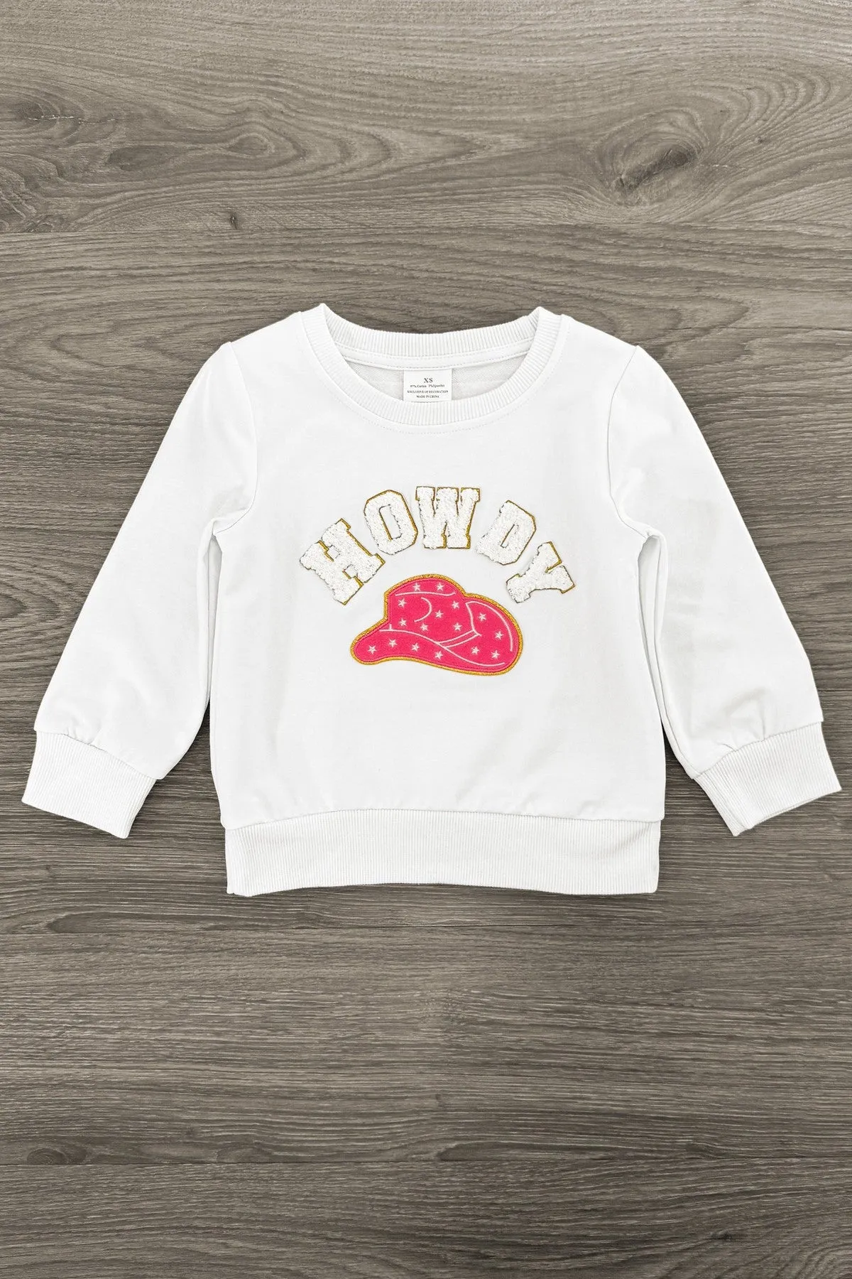 Mom & Me - "Howdy Y'all" White Chenille Patch Top