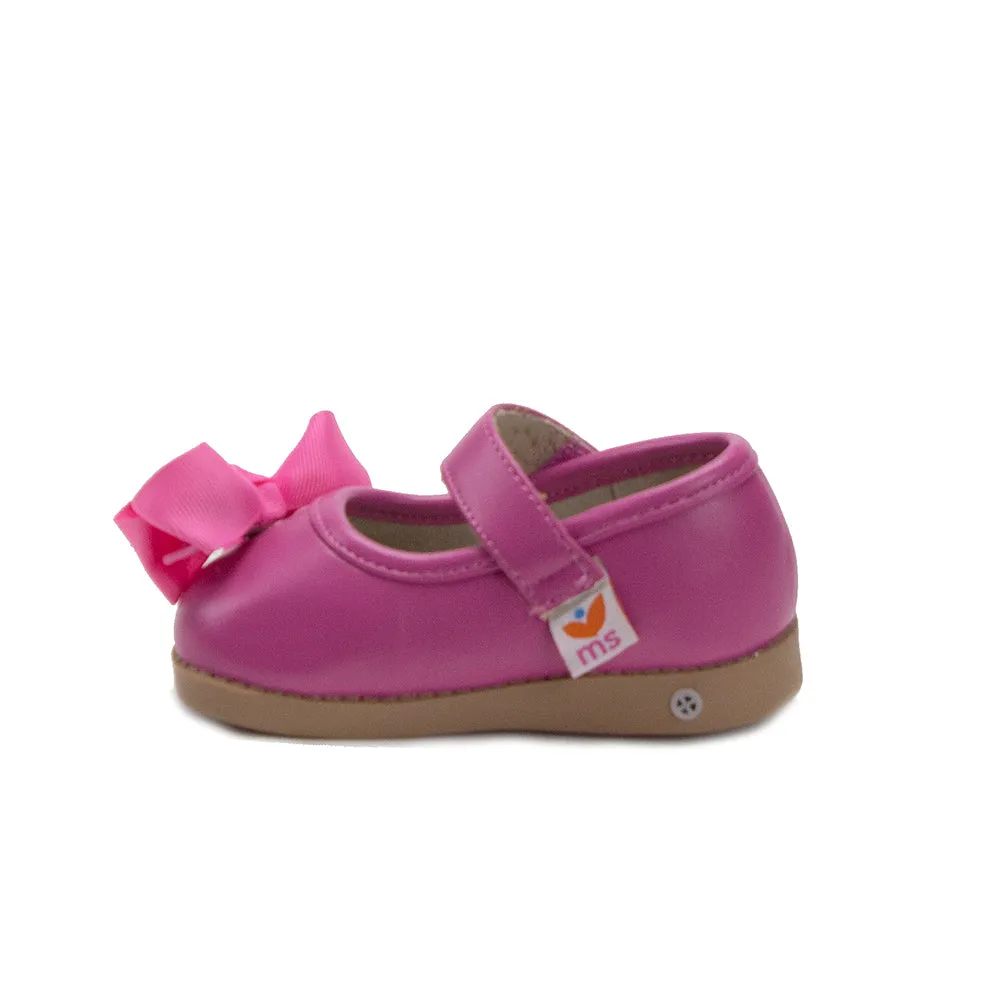 Mooshu Trainers Toddler Girls Princess Bow Mary Jane Squeaker Flats Shoes