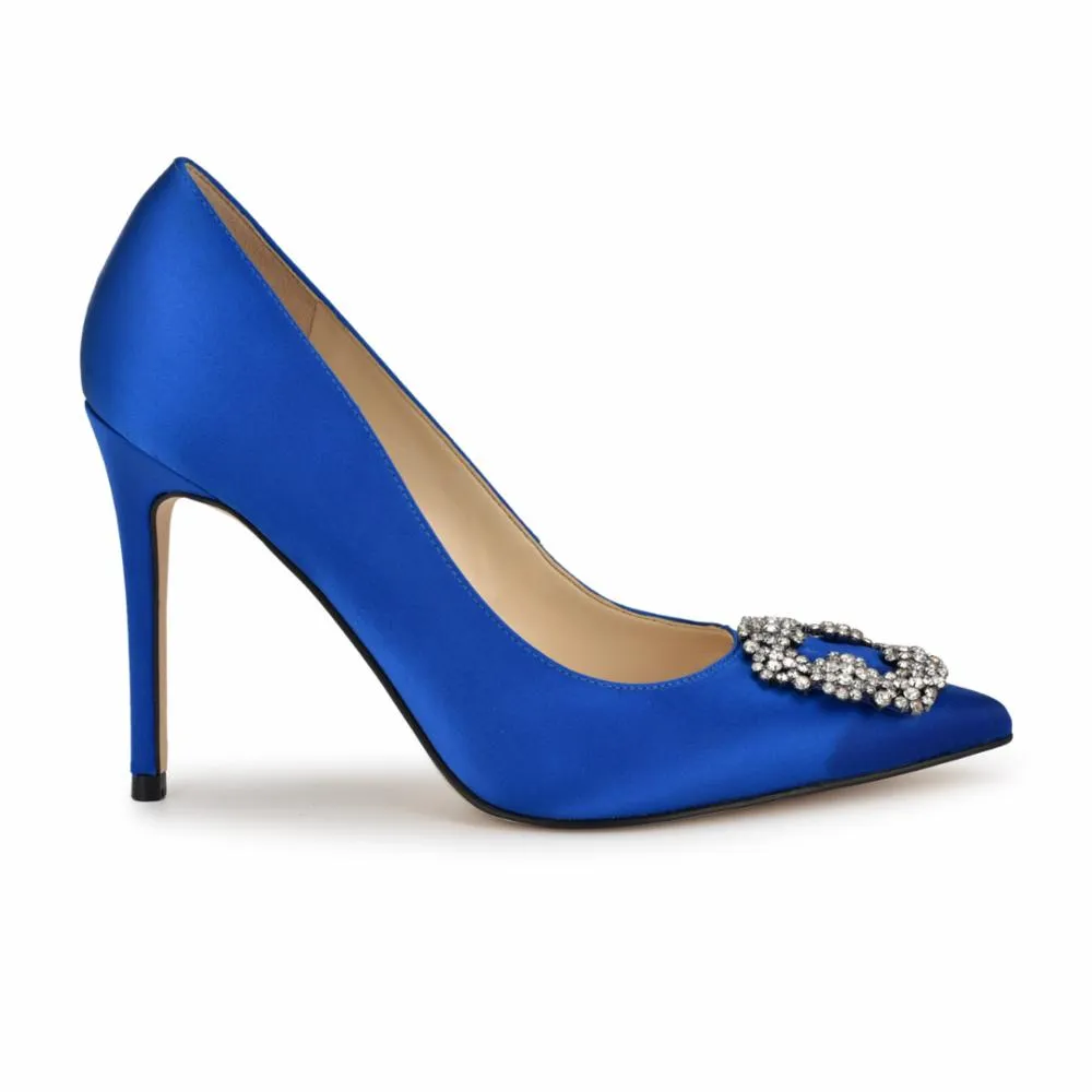 Nine West Women's Fronz2 Bright Blue1146/Crystal Satin M