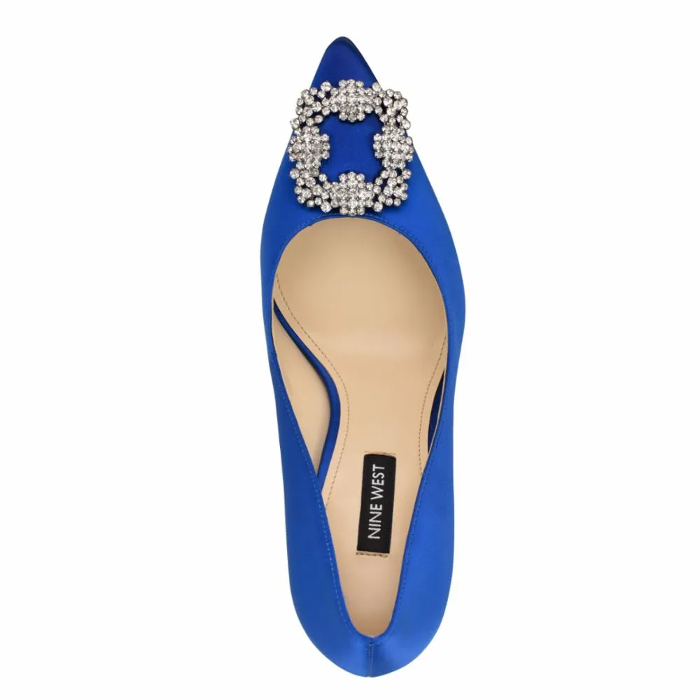 Nine West Women's Fronz2 Bright Blue1146/Crystal Satin M