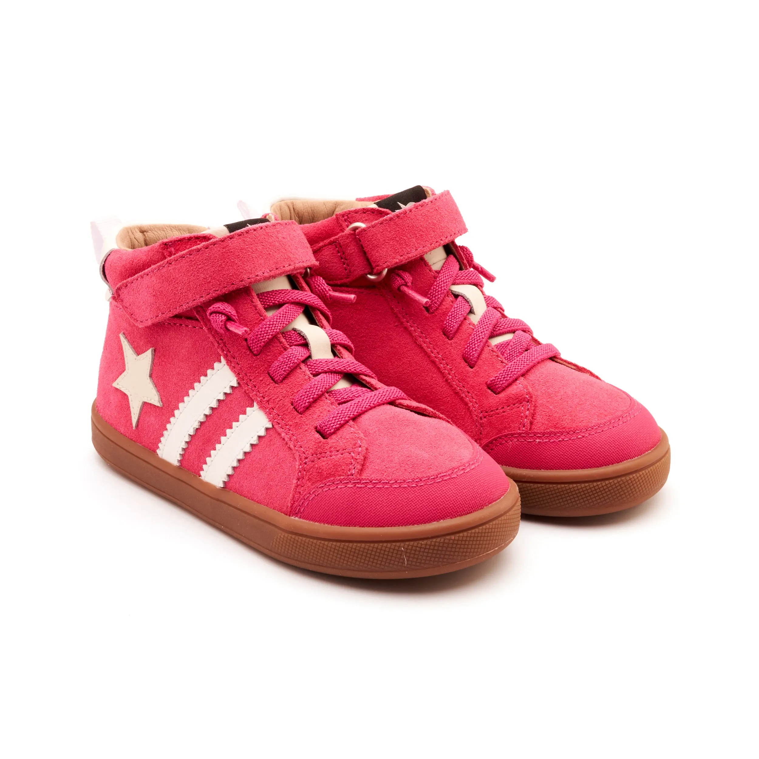 Old Soles Girl's WOS High Top Casual Shoes - Hot Pink Suede / Snow / Sporco