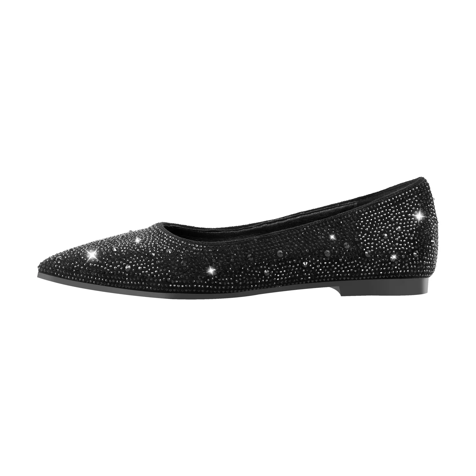 Onlymaker Flats Rhinestone Pointed Toe Flats