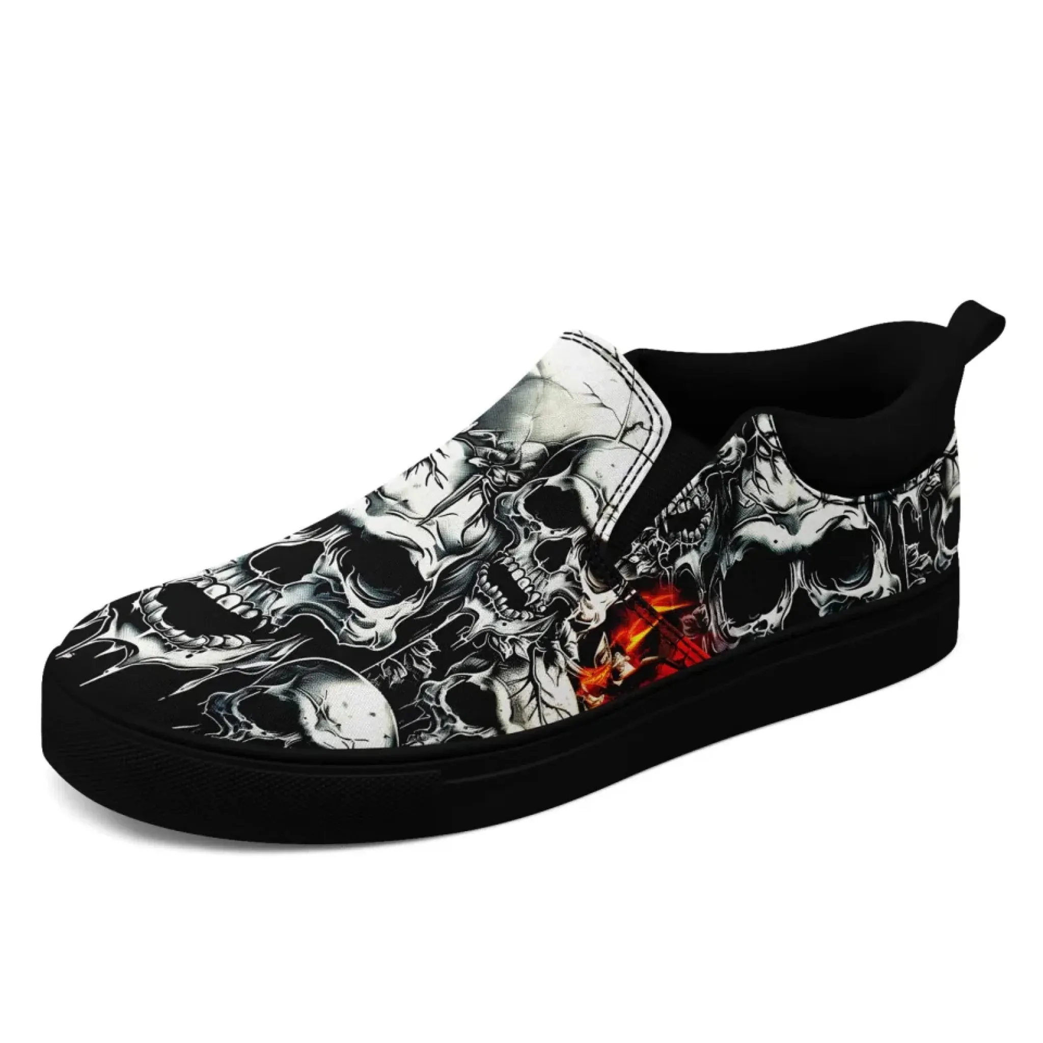 Personalized Gothic Fashion Sneakers, Custom Skull and Skeleton Shoes, Comfortable Slip On Shoes