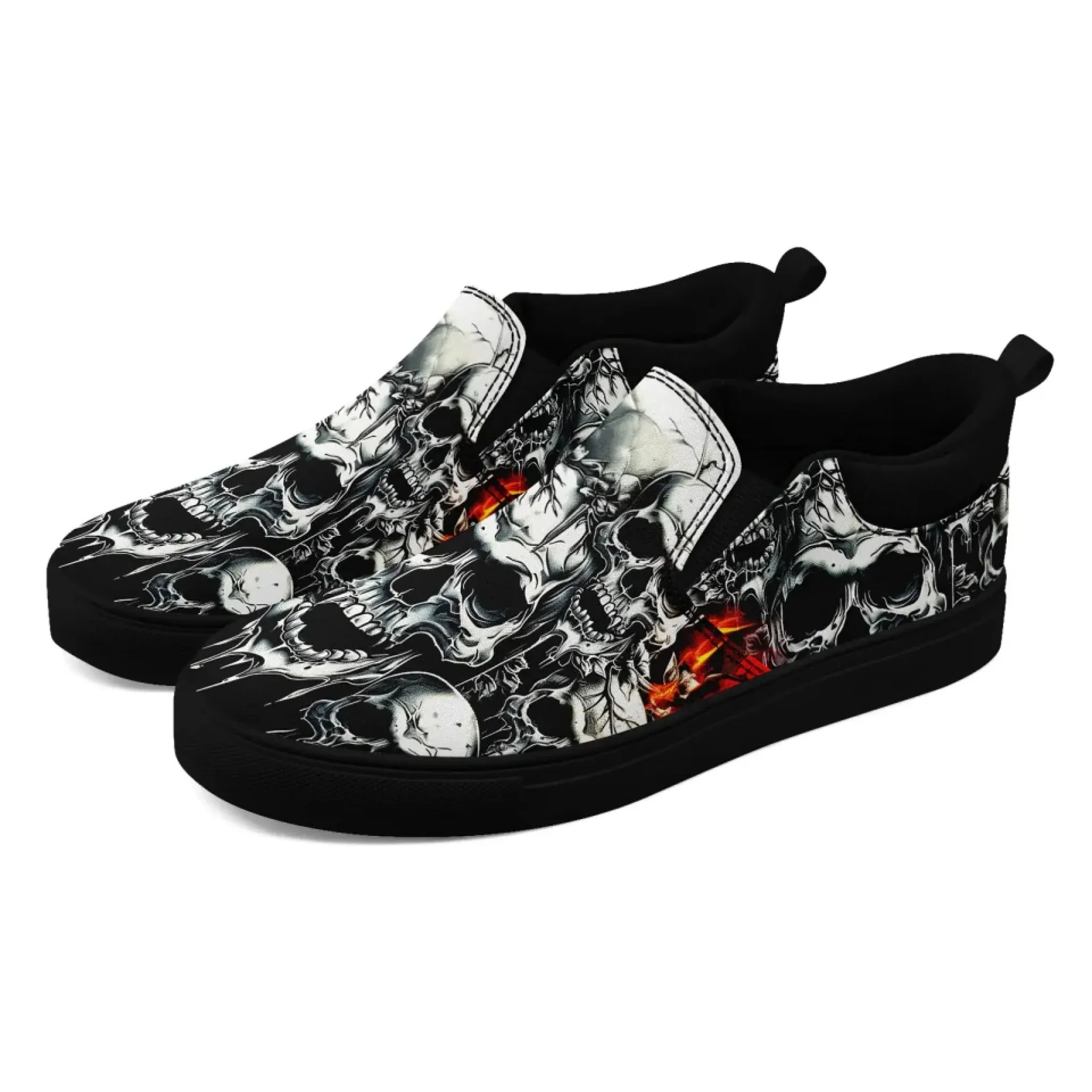 Personalized Gothic Fashion Sneakers, Custom Skull and Skeleton Shoes, Comfortable Slip On Shoes