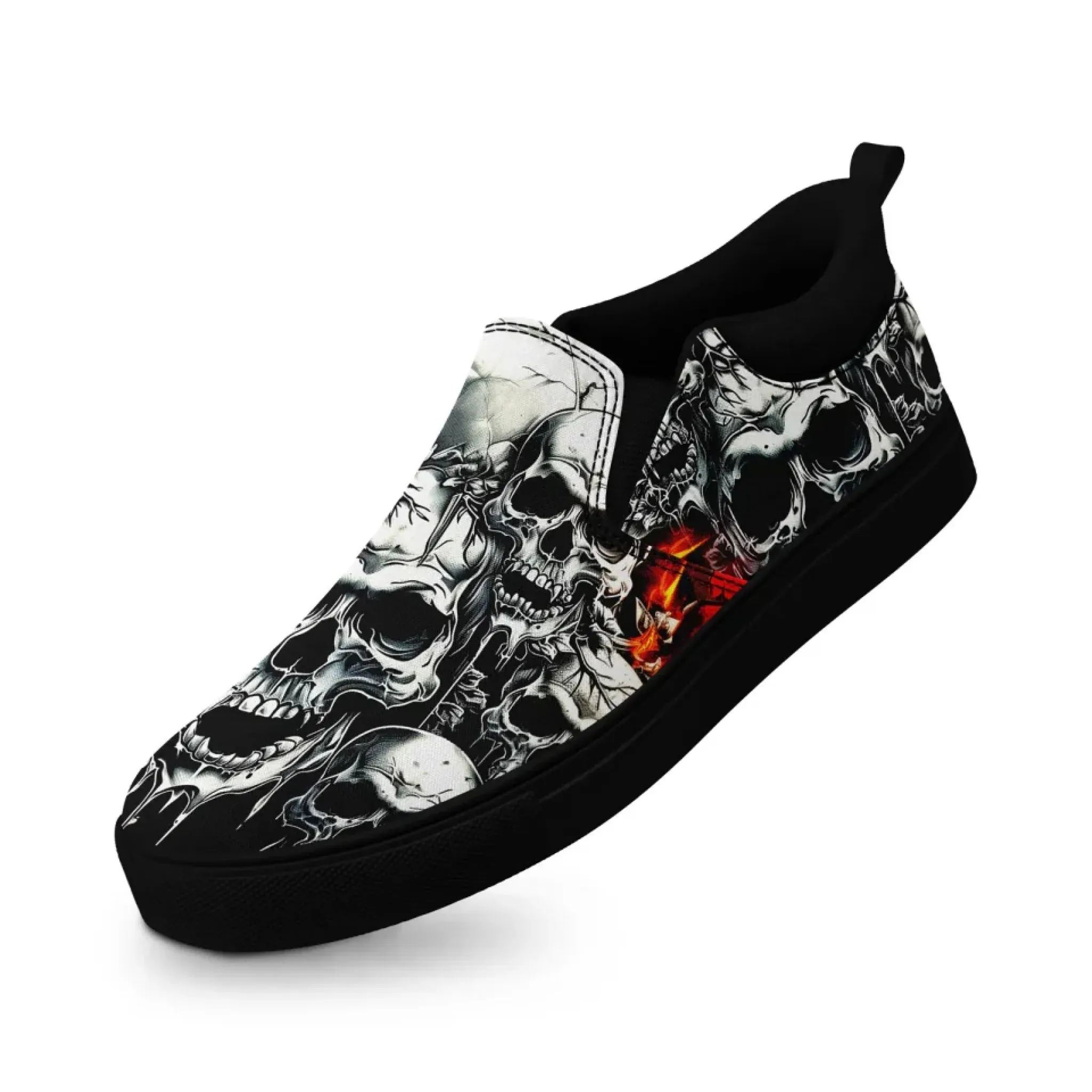 Personalized Gothic Fashion Sneakers, Custom Skull and Skeleton Shoes, Comfortable Slip On Shoes