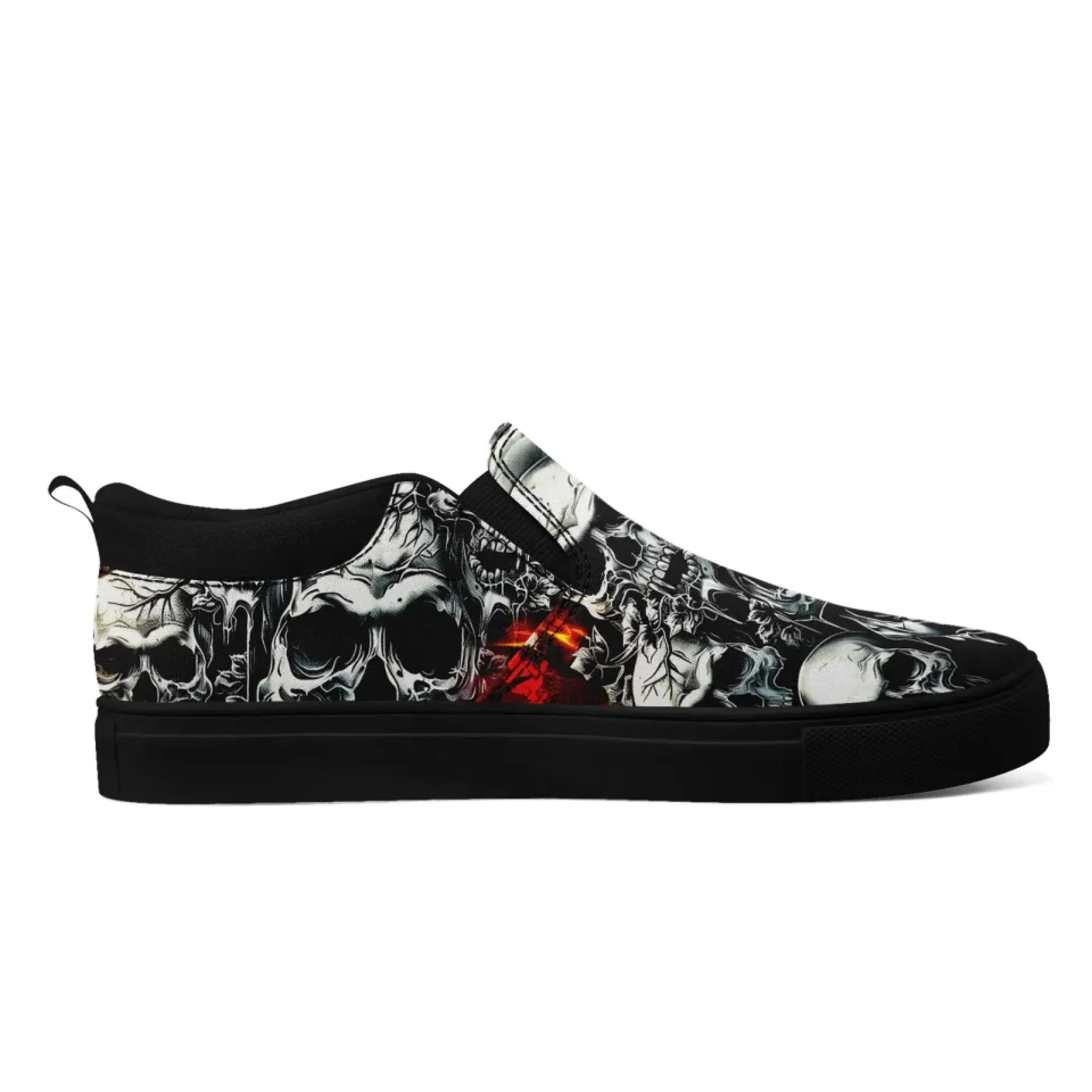 Personalized Gothic Fashion Sneakers, Custom Skull and Skeleton Shoes, Comfortable Slip On Shoes