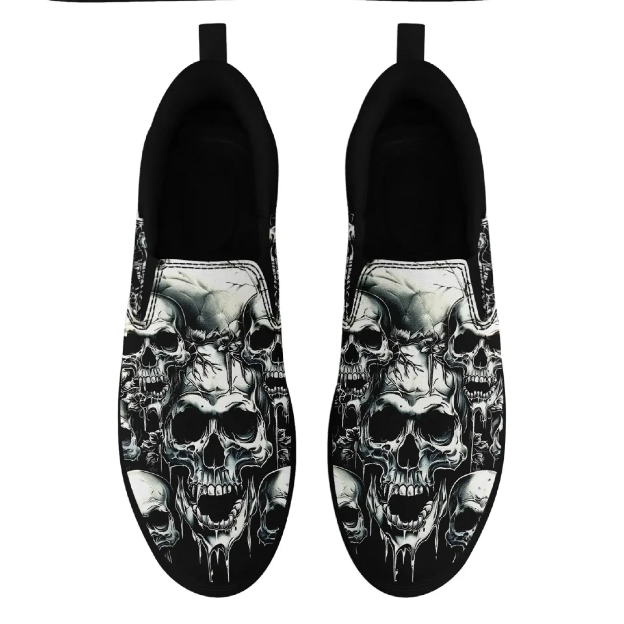 Personalized Gothic Fashion Sneakers, Custom Skull and Skeleton Shoes, Comfortable Slip On Shoes