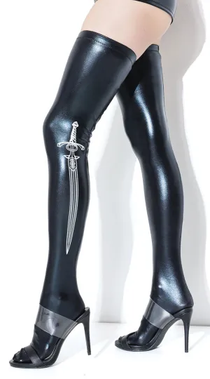 Plus Size Dagger To My Heart Vinyl Thigh Highs