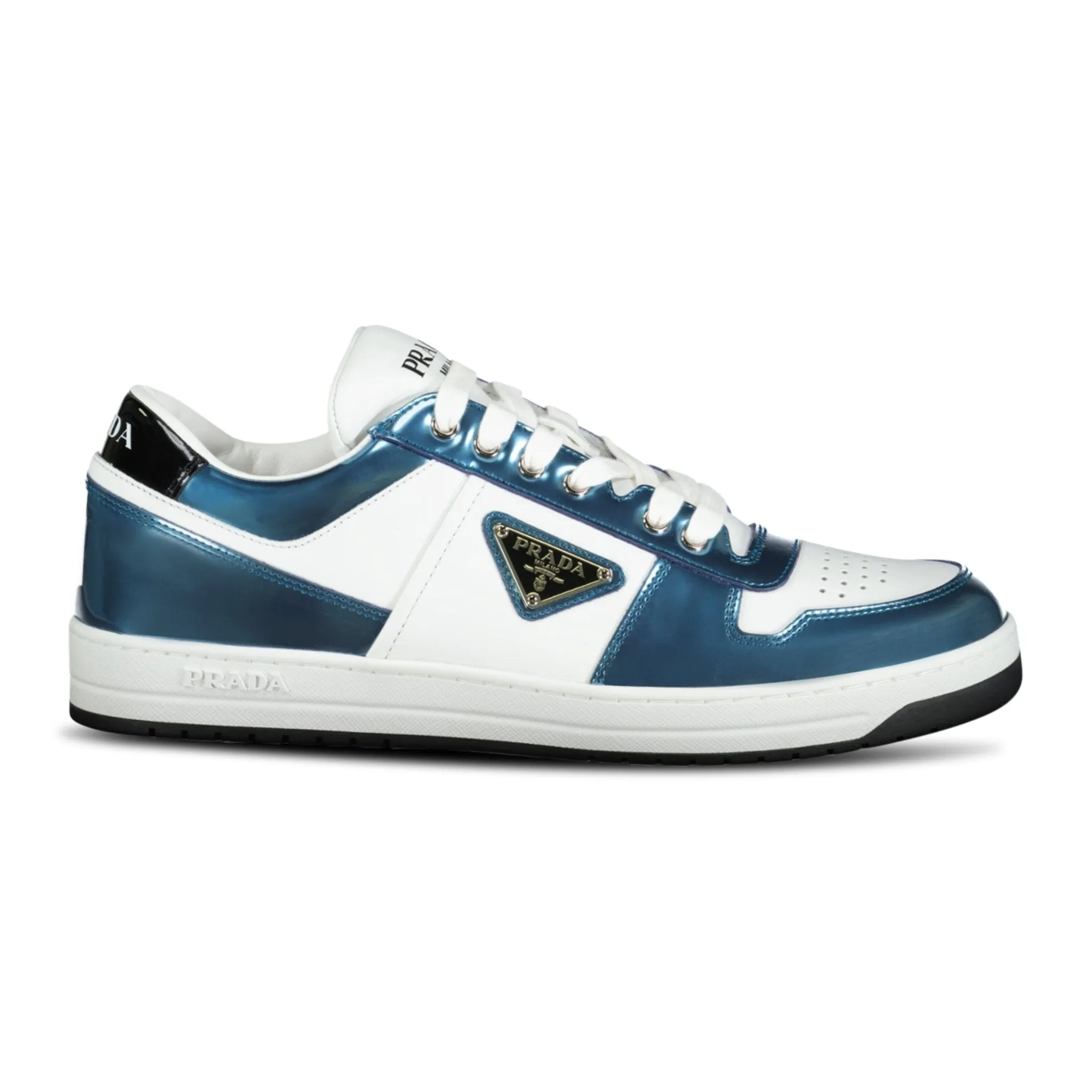 Prada Downtown Patent Sneakers Blue