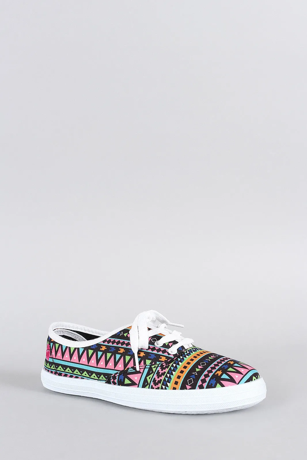 Qupid Tribal Round Toe Lace Up Sneaker