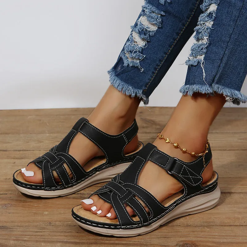 Retro cross design sandals for women - stylish &amp; comfortable