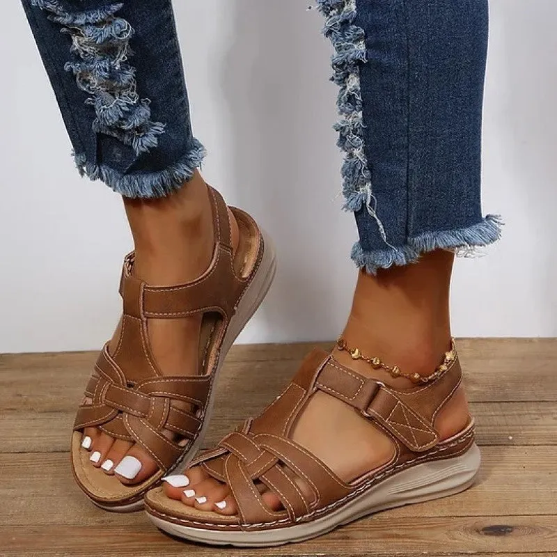 Retro cross design sandals for women - stylish &amp; comfortable