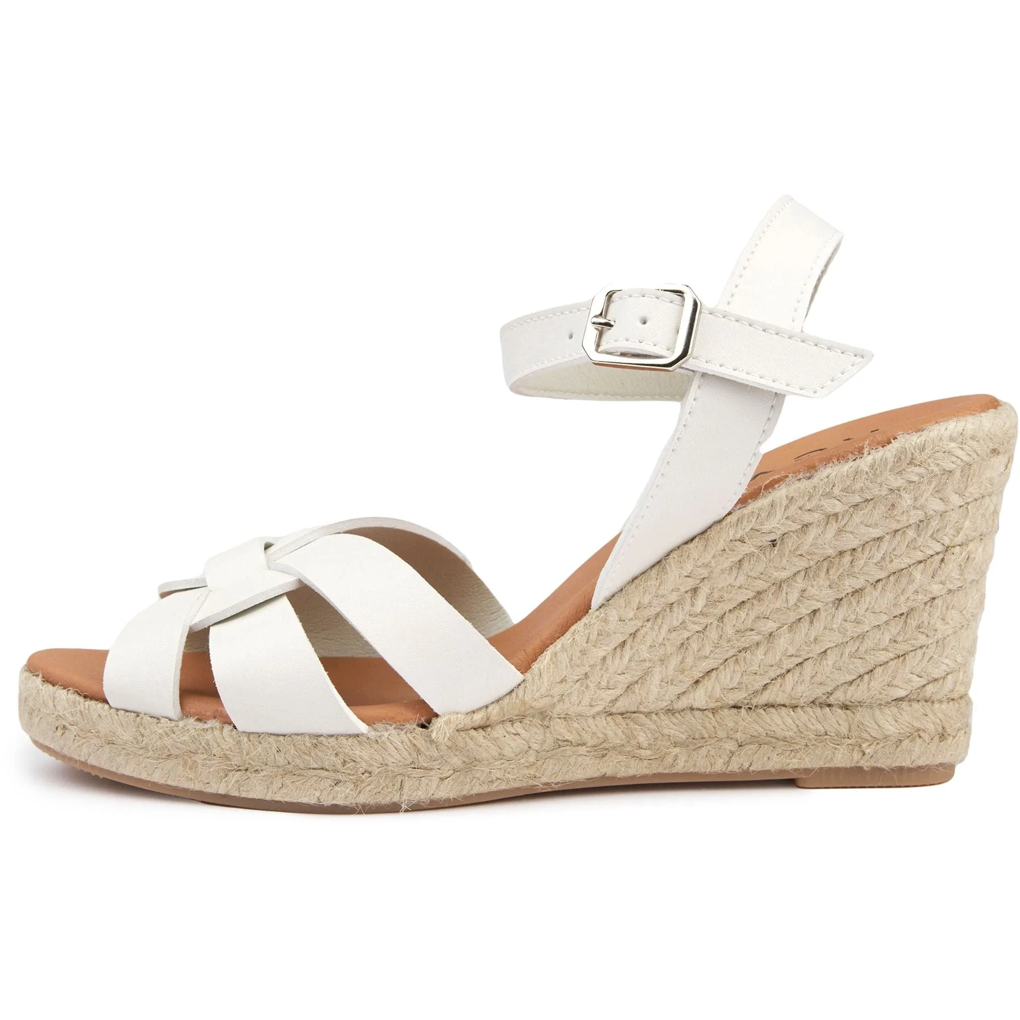 Rhubarb Women's Vegan Leather Espadrille Wedge Sandals | White