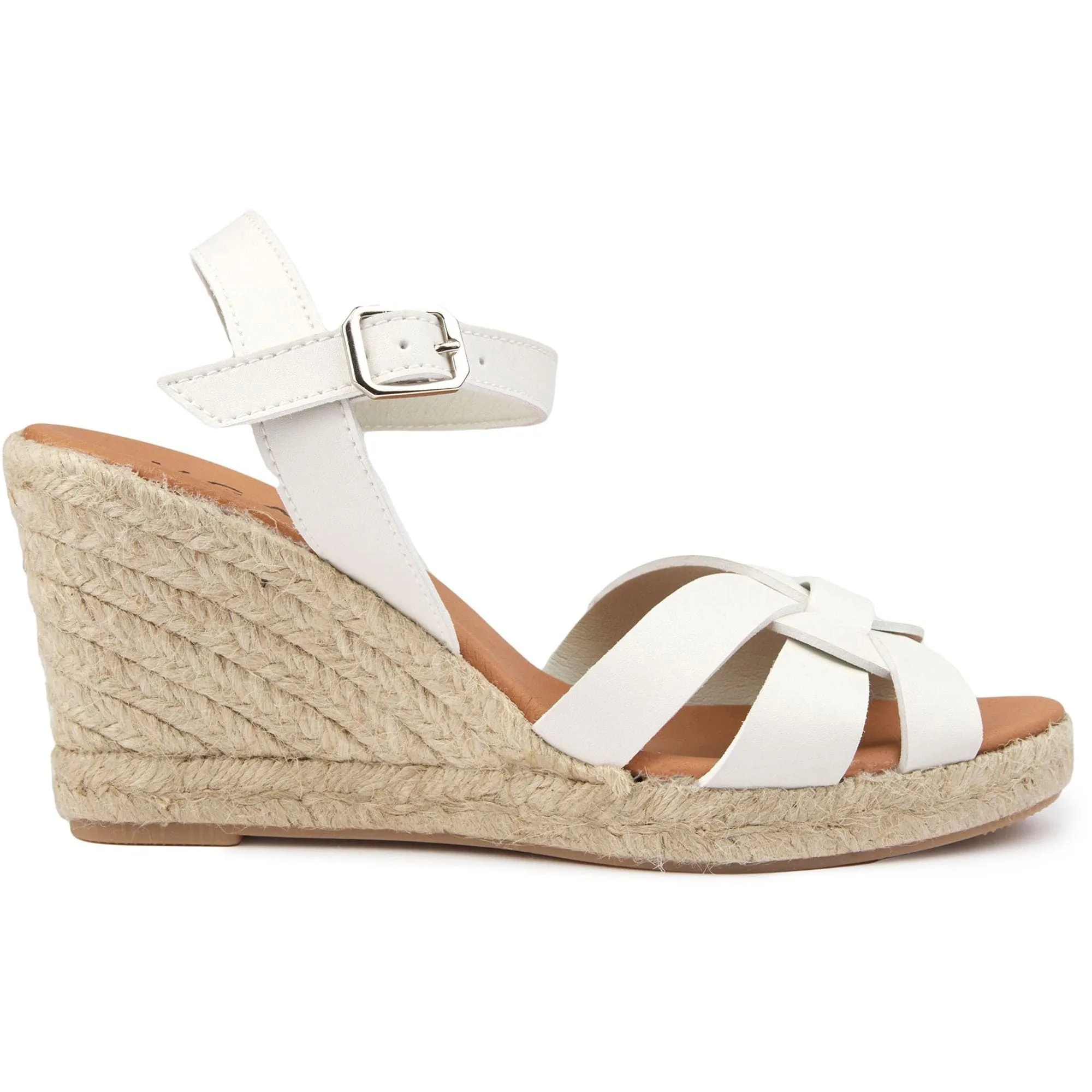 Rhubarb Women's Vegan Leather Espadrille Wedge Sandals | White