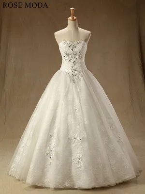 Rosemoda Dropped Wasit Lace Ball Gown Wedding Dress