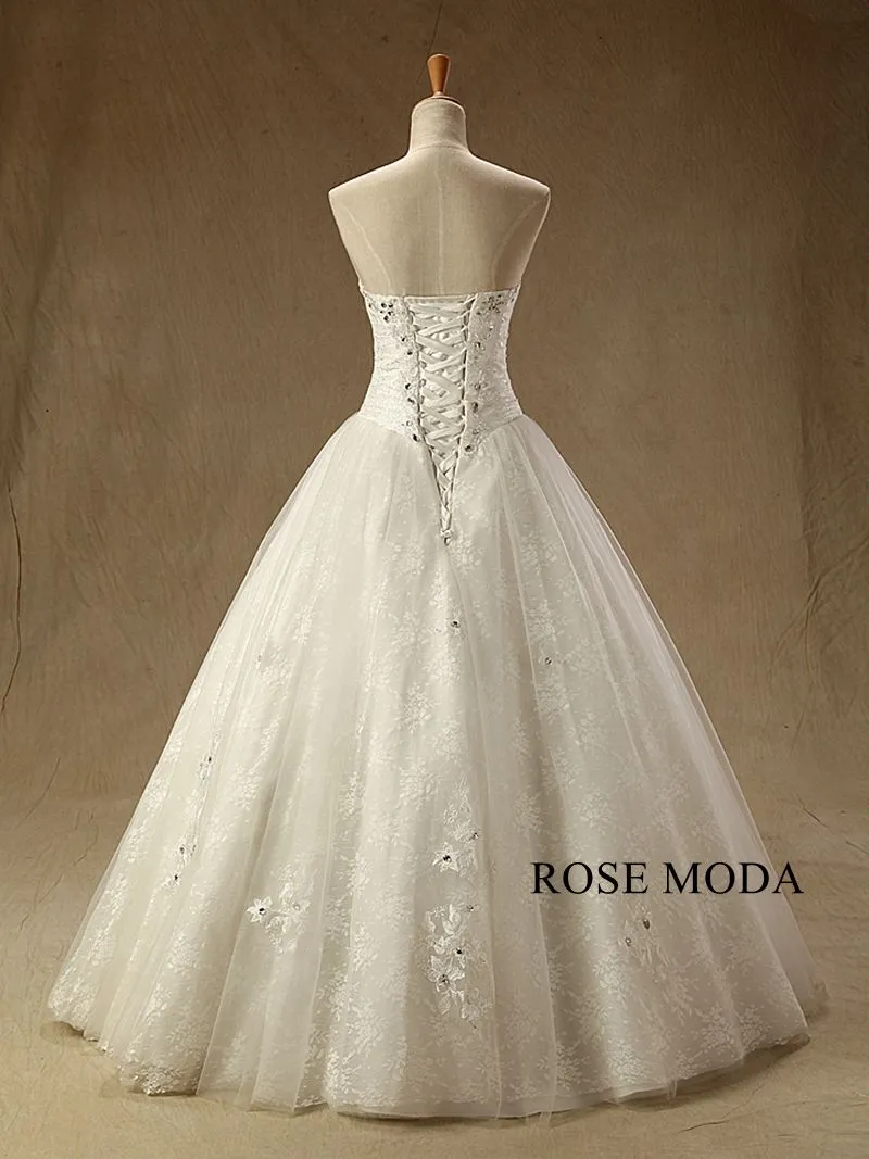 Rosemoda Dropped Wasit Lace Ball Gown Wedding Dress