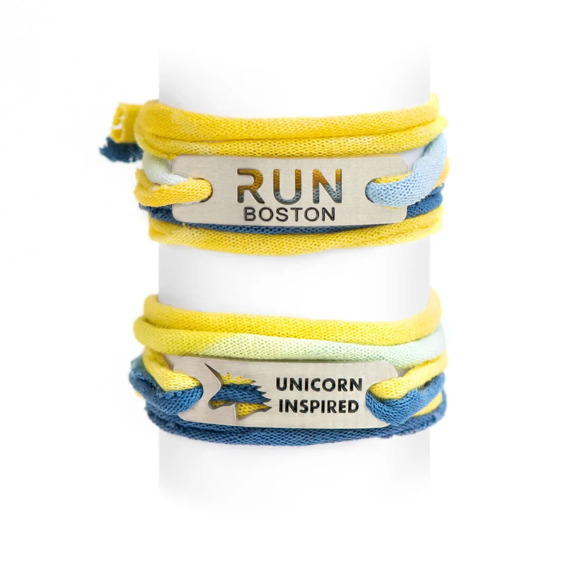 RUN BOSTON or UNICORN INSPIRED - Blue/Yellow Jersey Wrap Bracelet