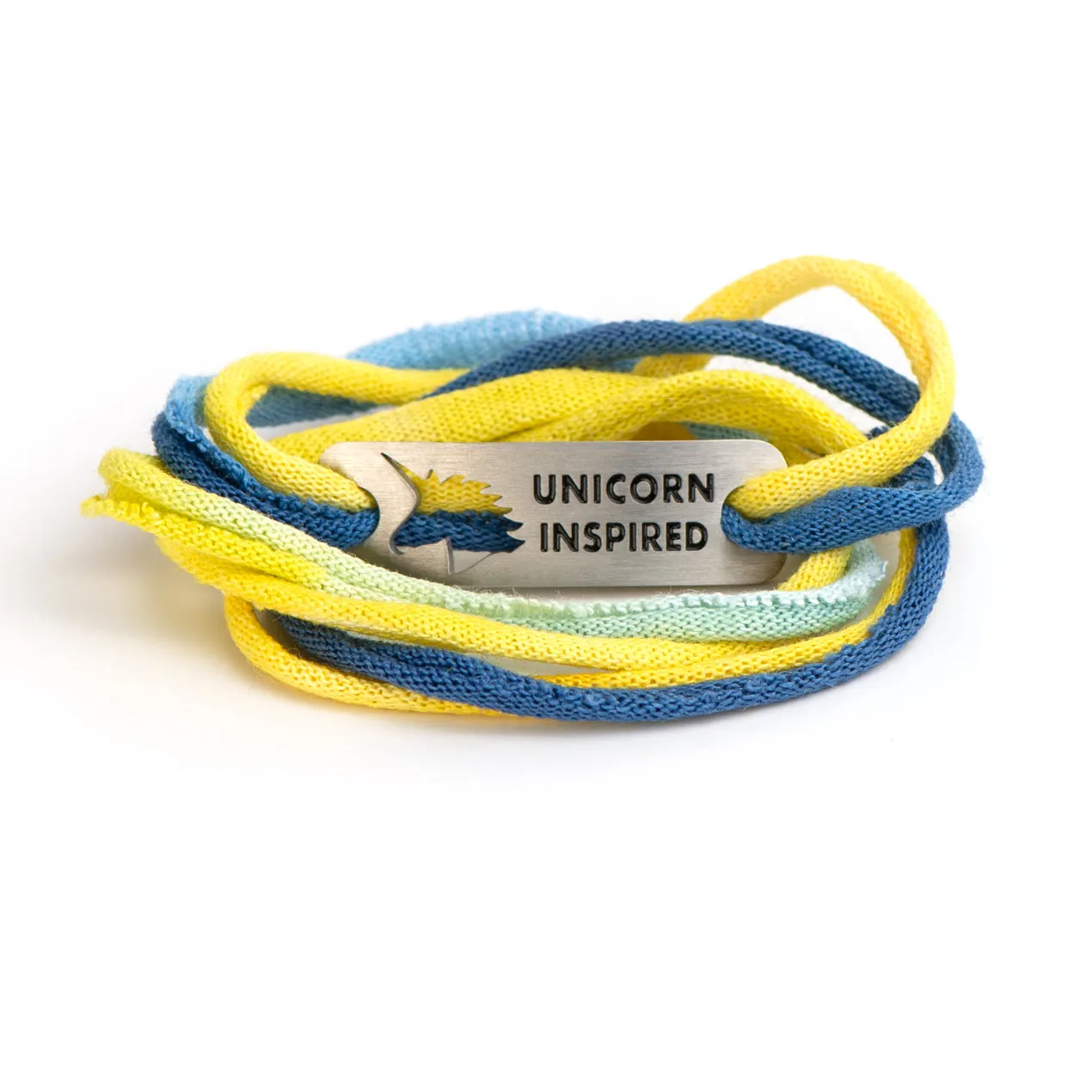 RUN BOSTON or UNICORN INSPIRED - Blue/Yellow Jersey Wrap Bracelet