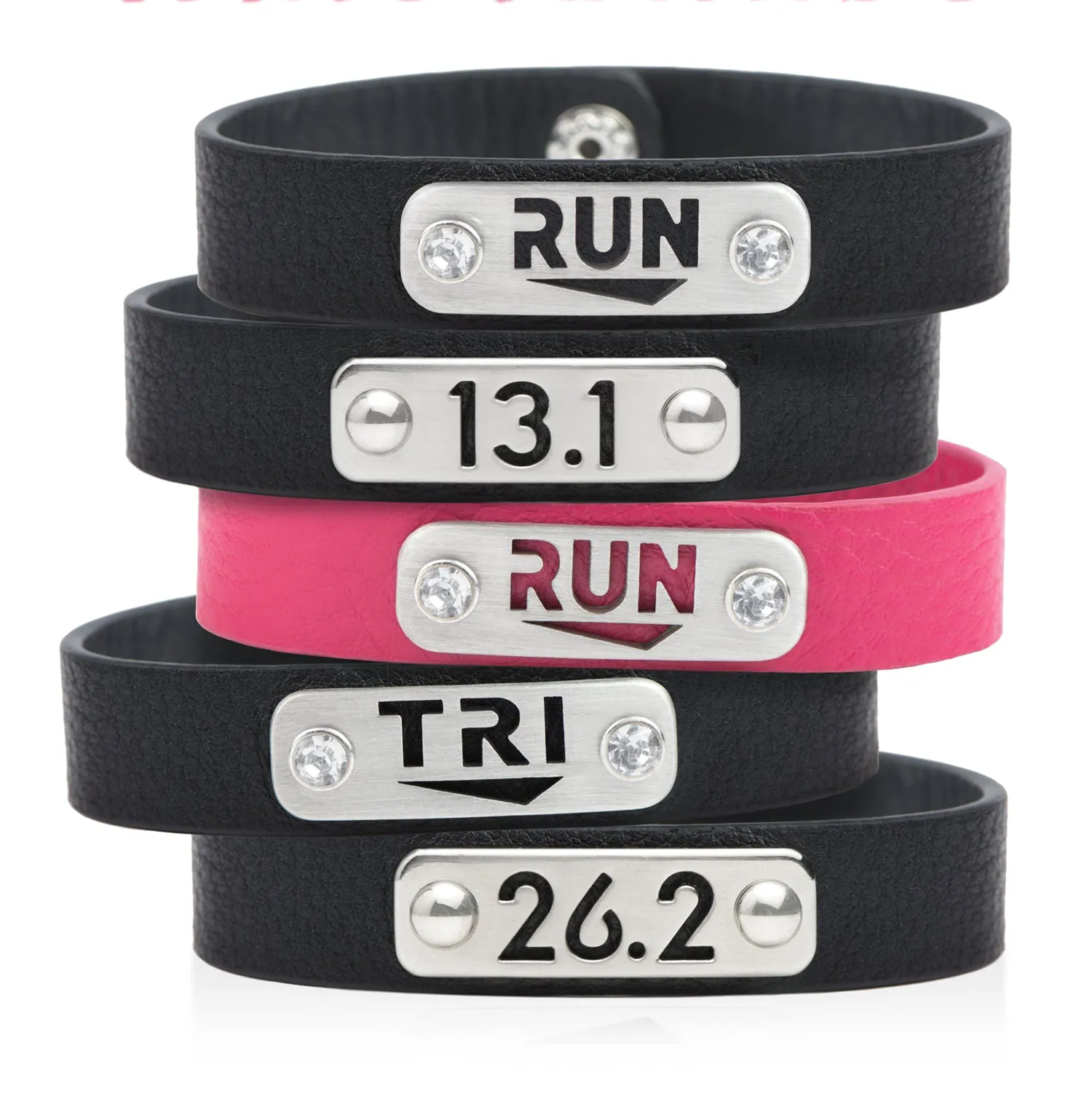 RUN Wristband with Bling - Pink or Black