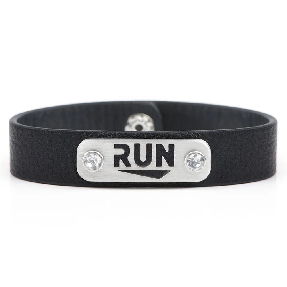 RUN Wristband with Bling - Pink or Black