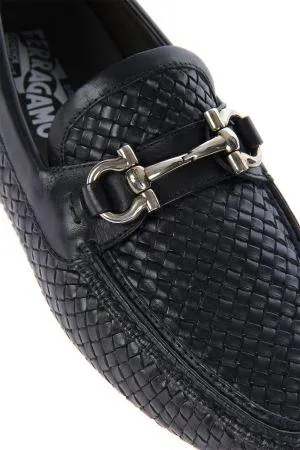 Salvatore Ferragamo Parigi 6 Braided Calfskin Gancini Driver Black