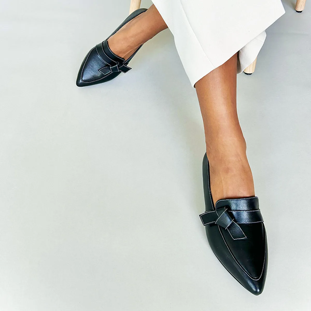 Sandy Extra-Wide Fit Flats  - Black Leather