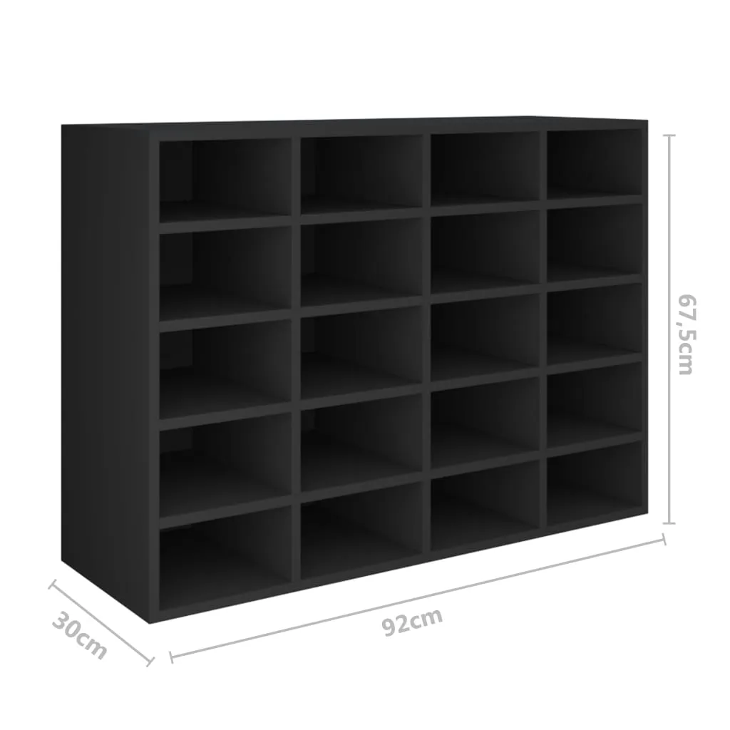 Shoe Rack Chipboard 92x30x67.5 cm Black