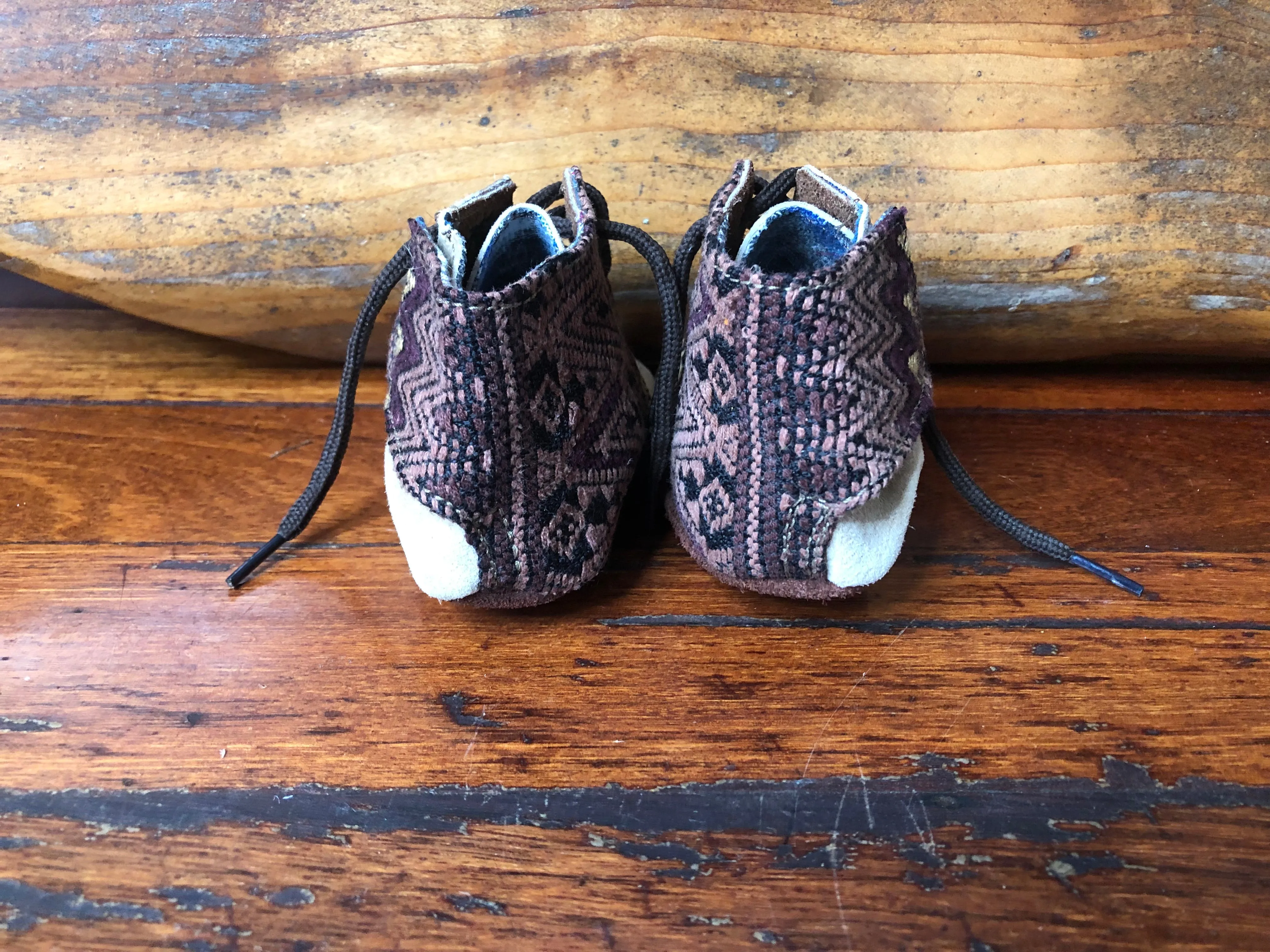 Size 19 Baby Moccasins - Tan with Brown Zigzag