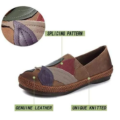 SOCOFY Genuine Leather Retro Handmade Loafers