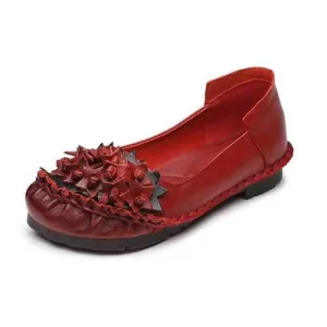 SOCOFY Handmade Retro Leather Flats